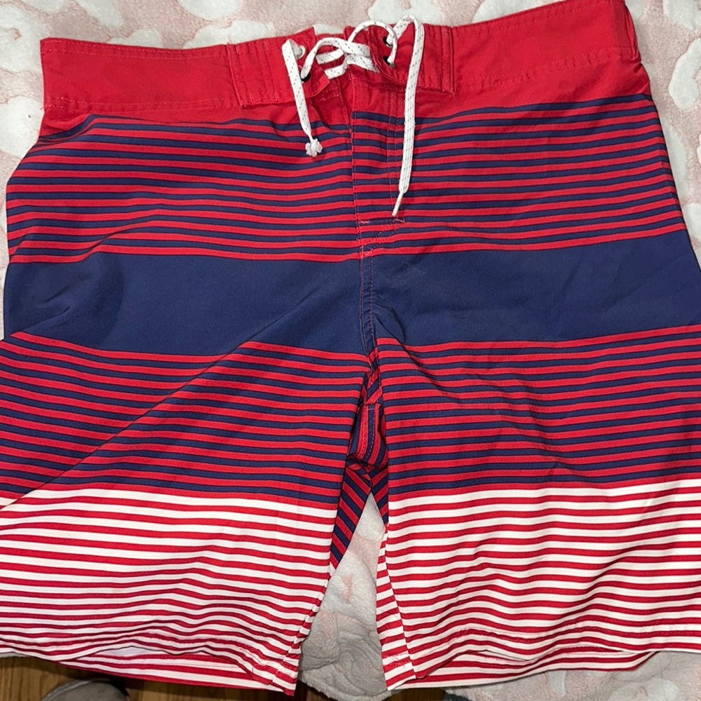 Nautical Red and Blue Board Shorts with Stripes